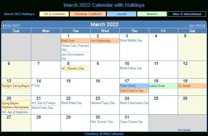 March 2022 Calendar | Qualads
