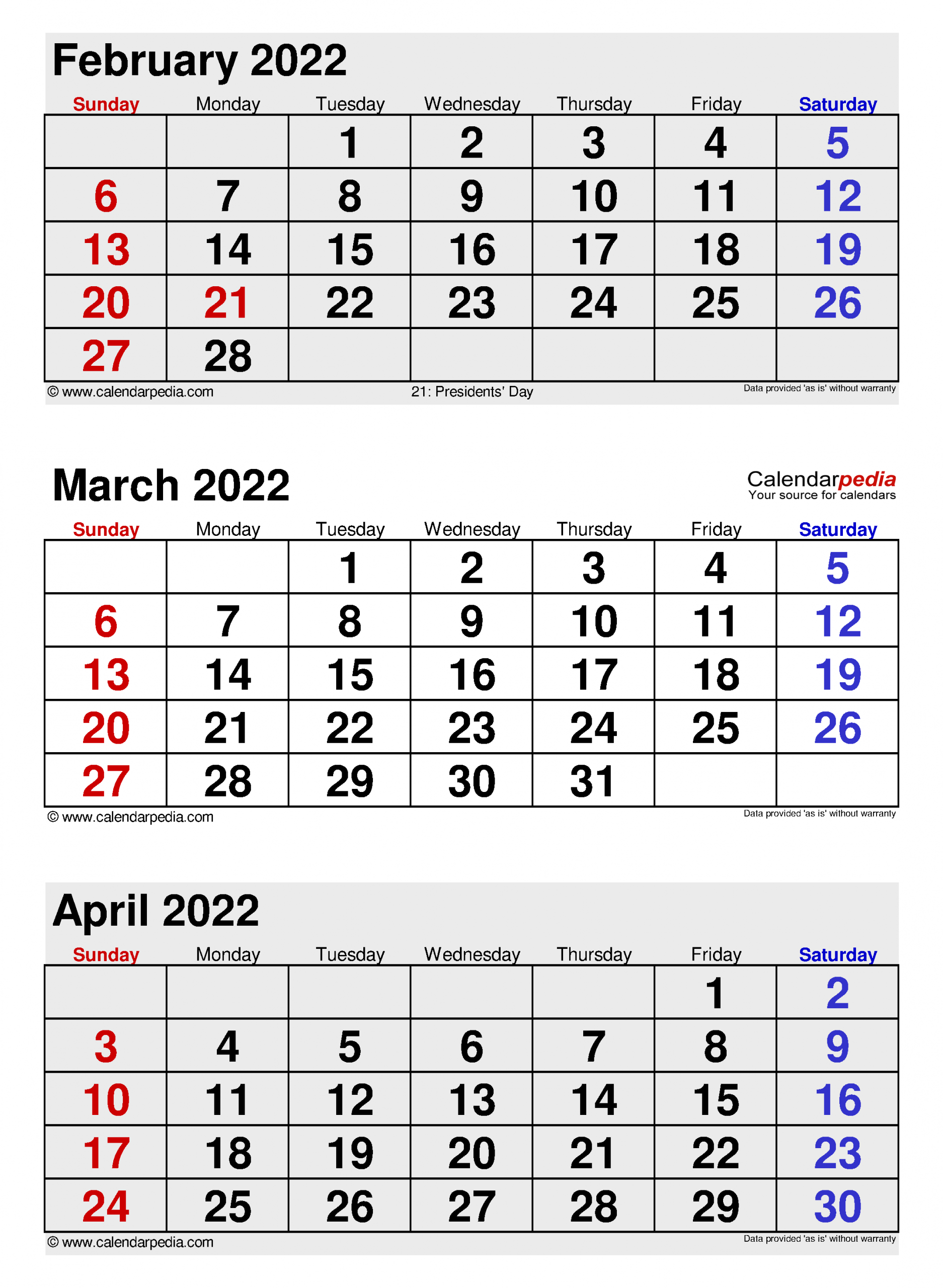 March 2022 Calendar | Templates For Word, Excel And Pdf