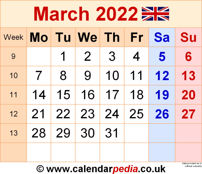 March 2022 Calendar Uk - Allcalendar