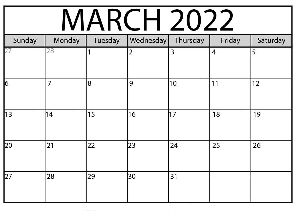 March 2022 Calendar With Holidays - Free Us Calendar