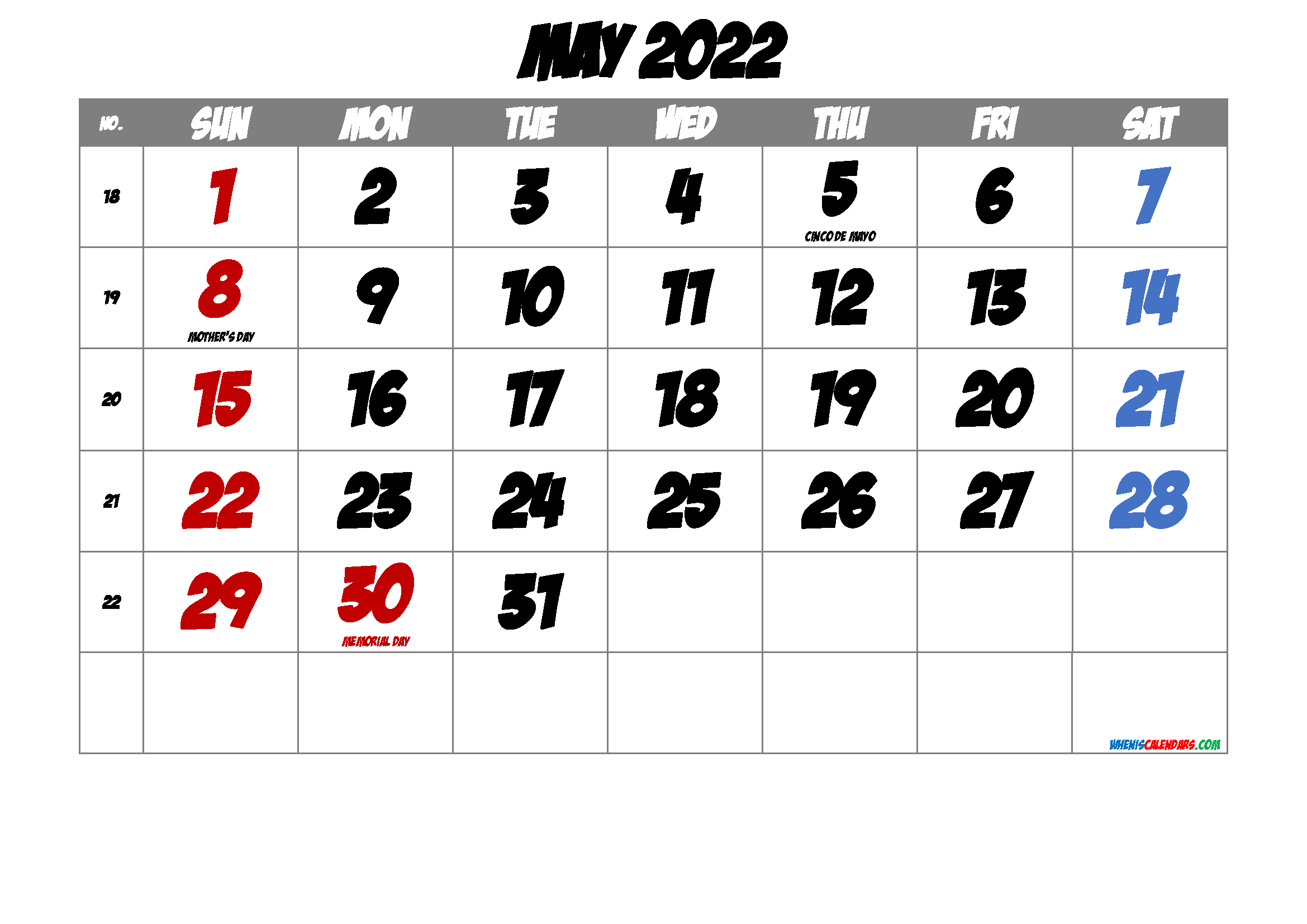 March 2022 Printable Calendar With Holidays - 6 Templates