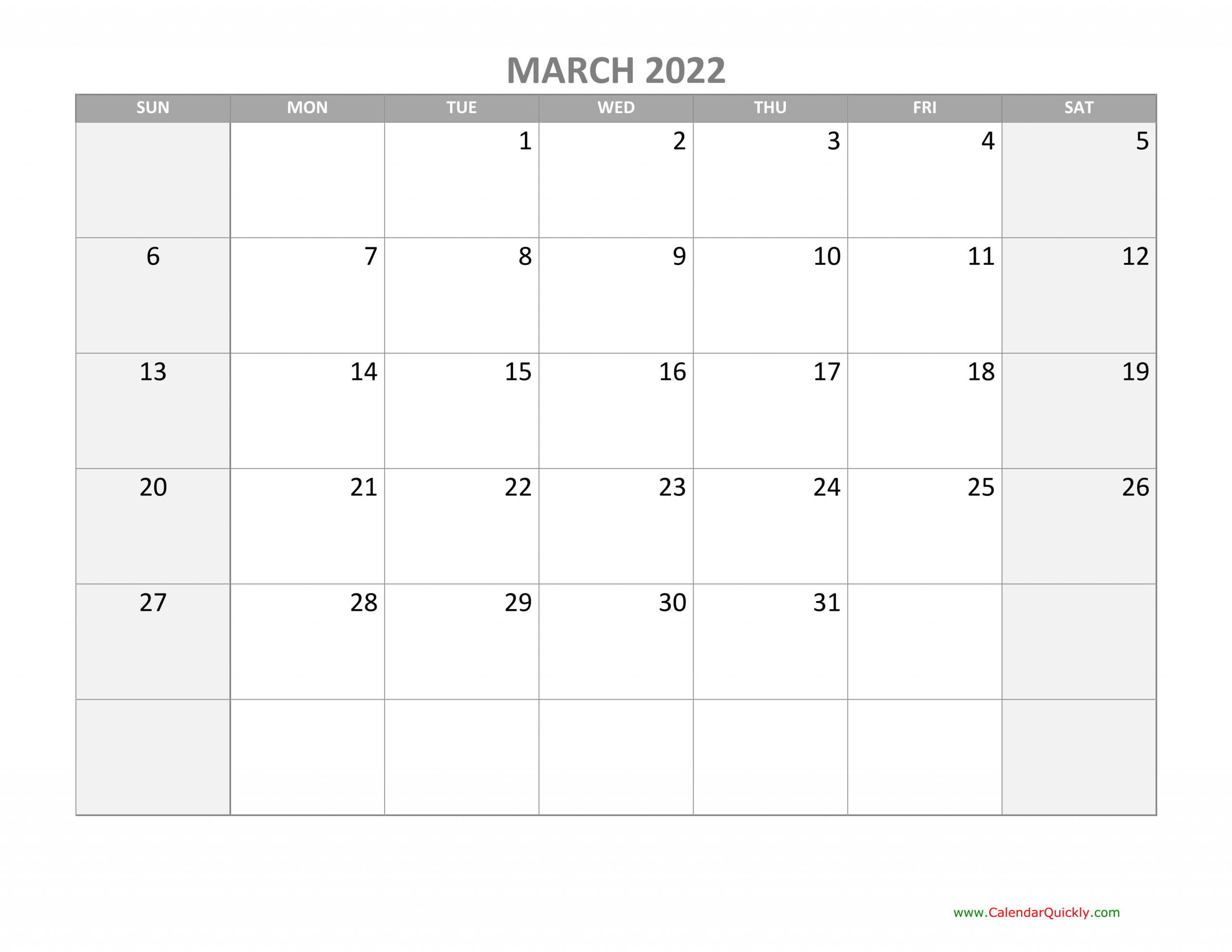 March Calendar 2022 With Holidays | Calendar Quickly