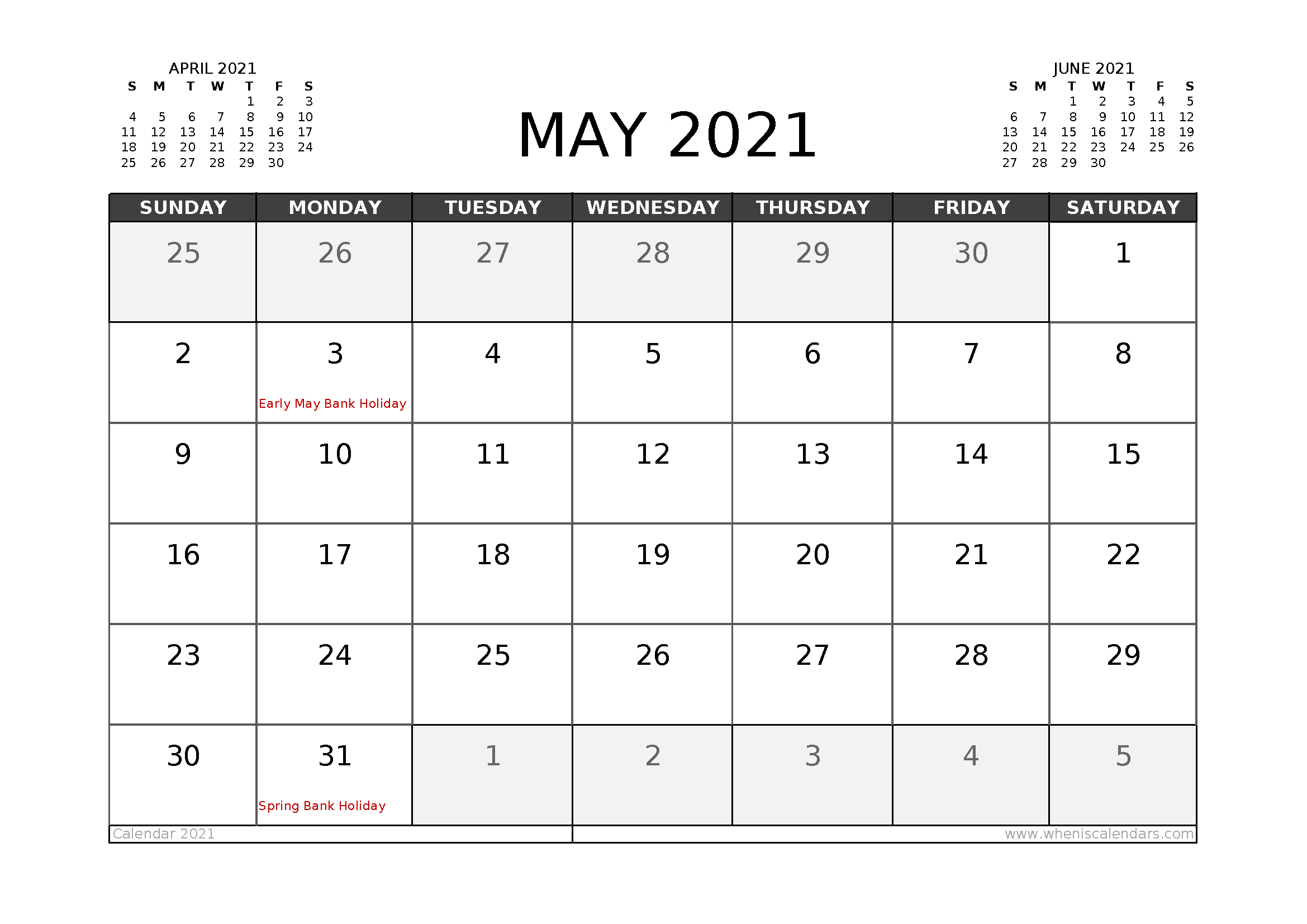 May 2021 Calendar With Holidays Uk | Academic Calendar