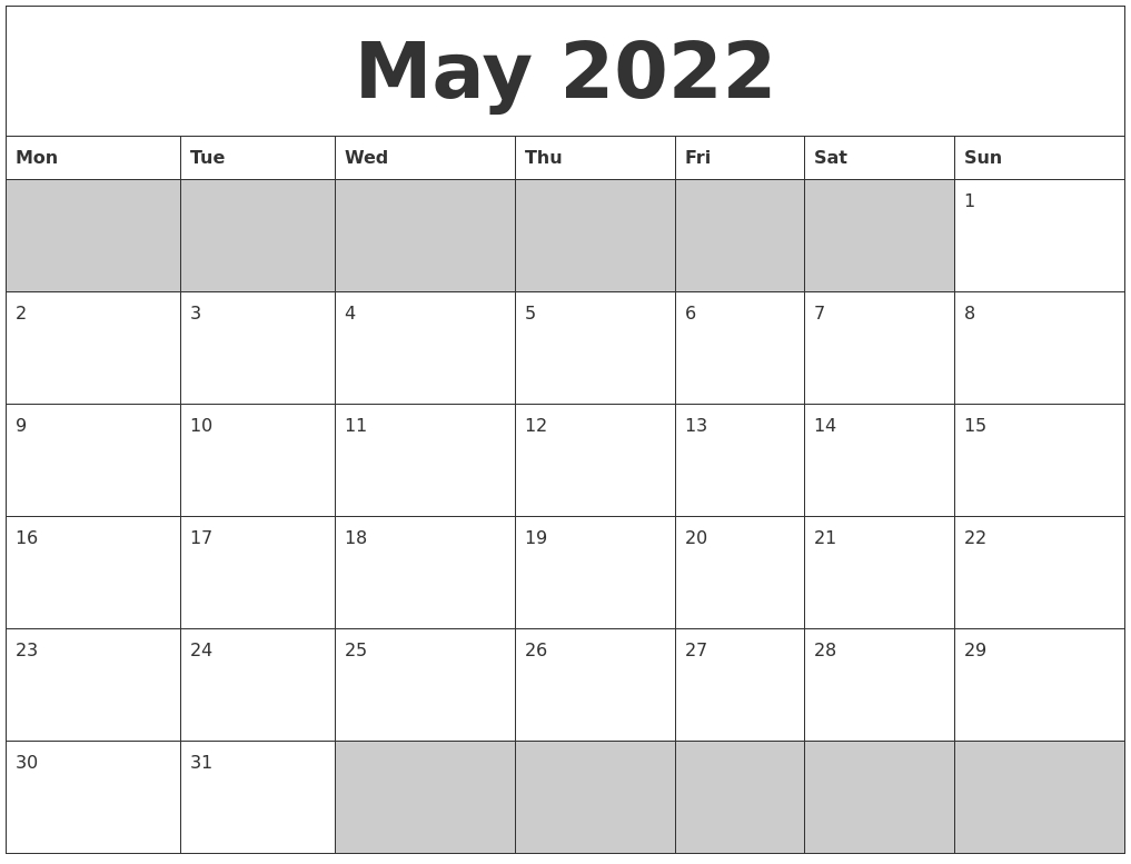 May 2022 Kannada Calendar | Calendar Template 2022