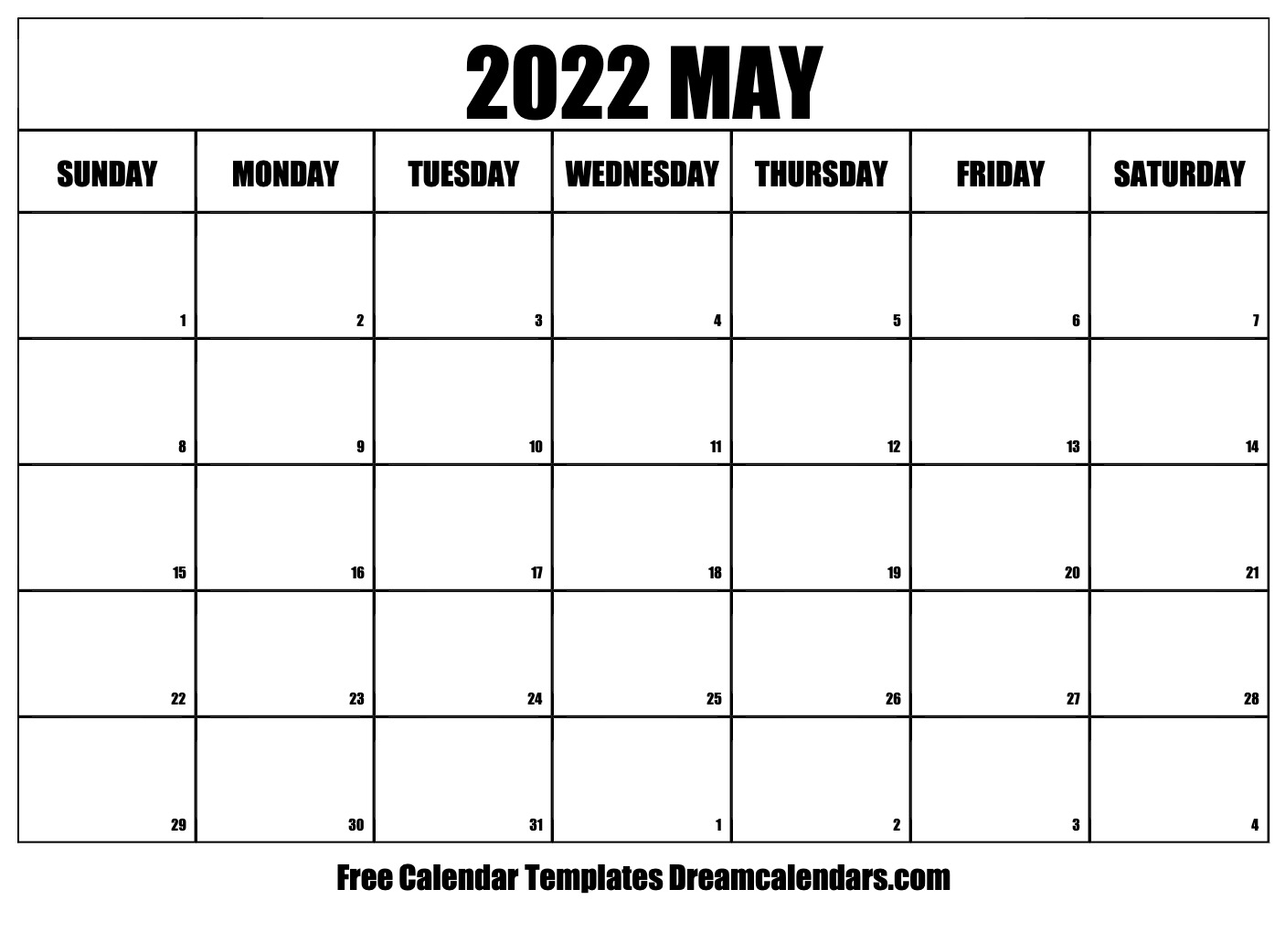 May 2022 Calendar | Free Blank Printable Templates