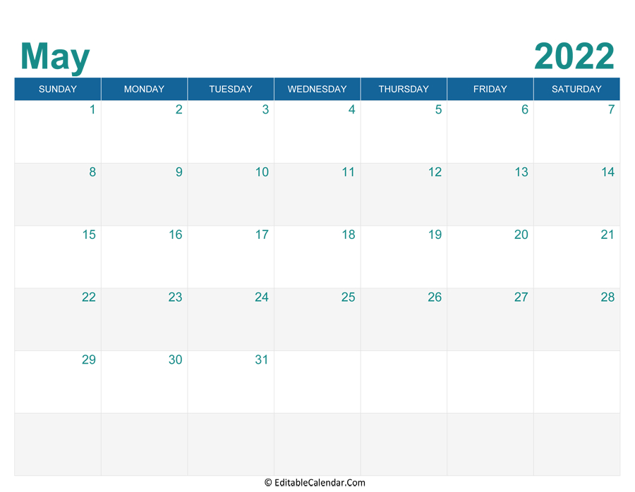 May 2022 Calendar Templates