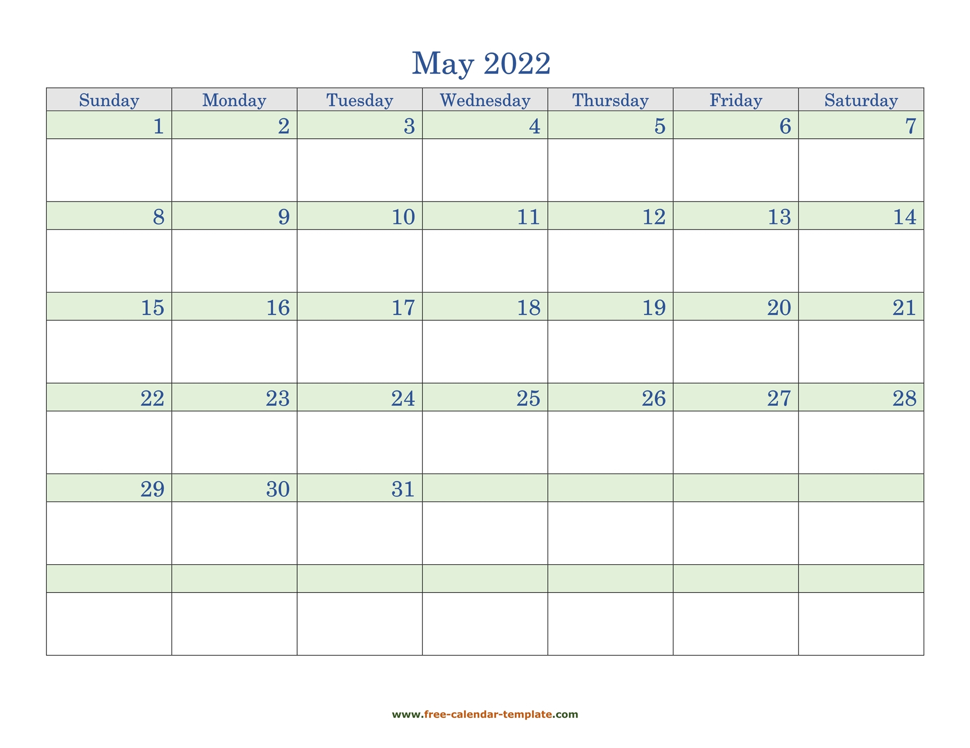 May 2022 Free Calendar Tempplate | Free-Calendar-Template