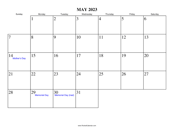 May 2023 Calendar