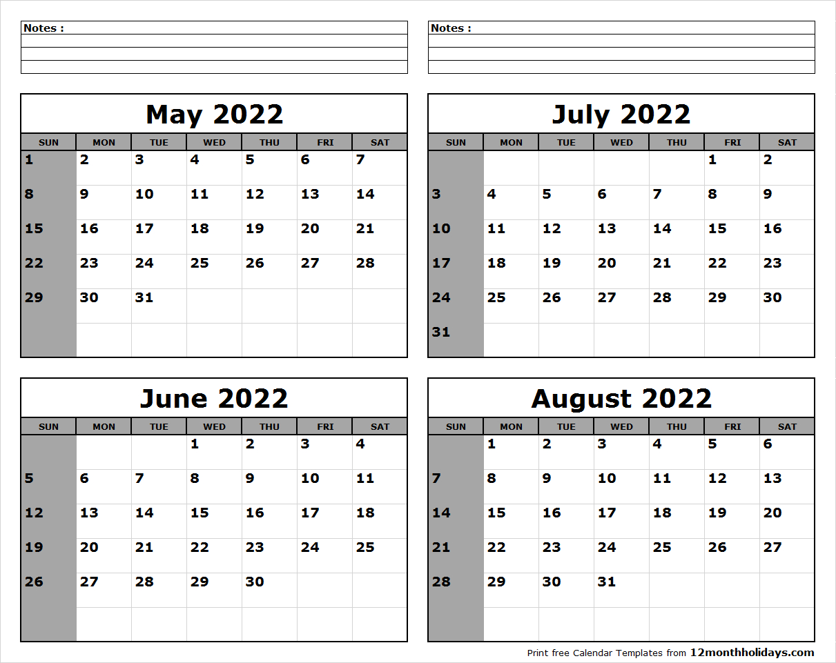 May June July August Calendar 2022 - August Calendar 2022