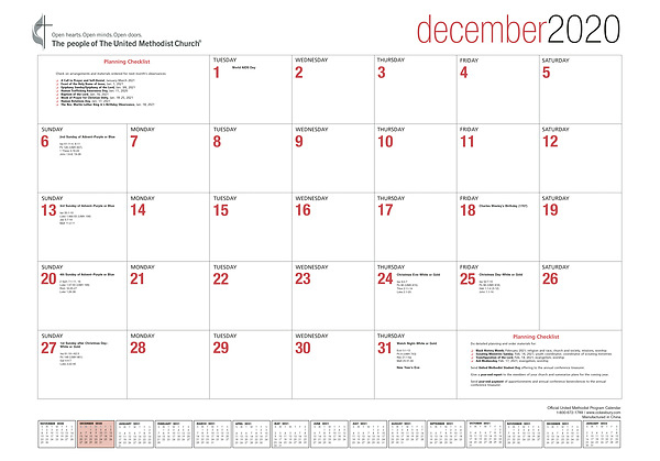 Methodist Church Calendar July 5 2021 | Printable March