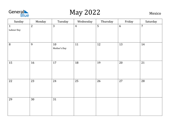 Mexico May 2022 Calendar With Holidays