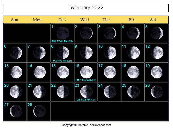 Moon Phase Calendar 2022 General Blue