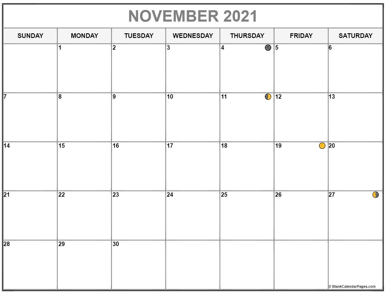 Moon Phase Calendar November 2021 | Calendar Page