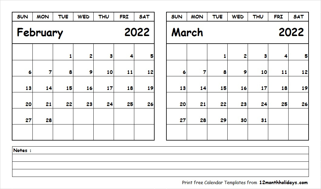 Calendar For January And February 2022 Calendar Template 2022