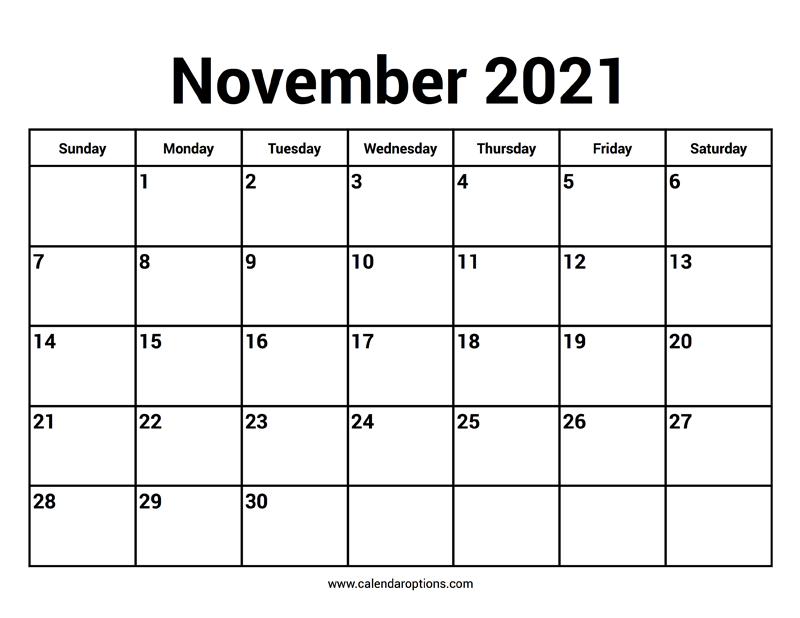 November 2021 Calendars - Calendar Options