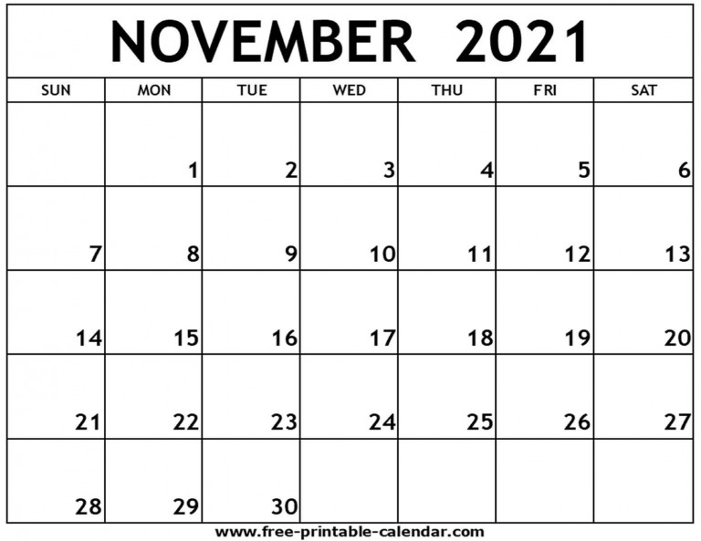 November 2021 Printable Calendar Free | 2021 Printable