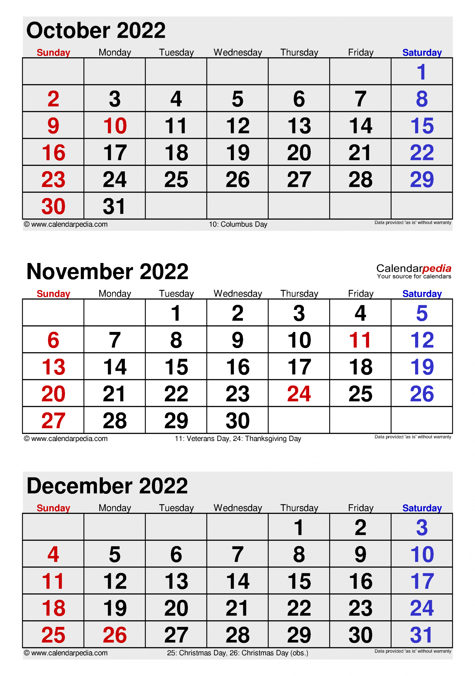 November 2022 Calendar Columbus