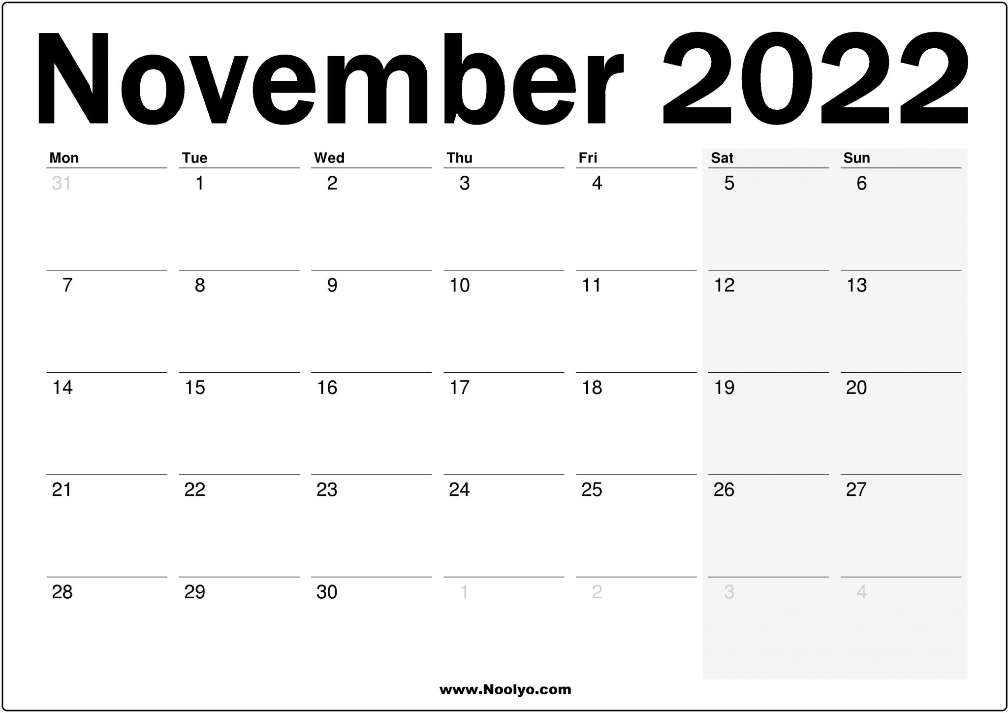 November 2022 Uk Printable Calendar Free - Noolyo