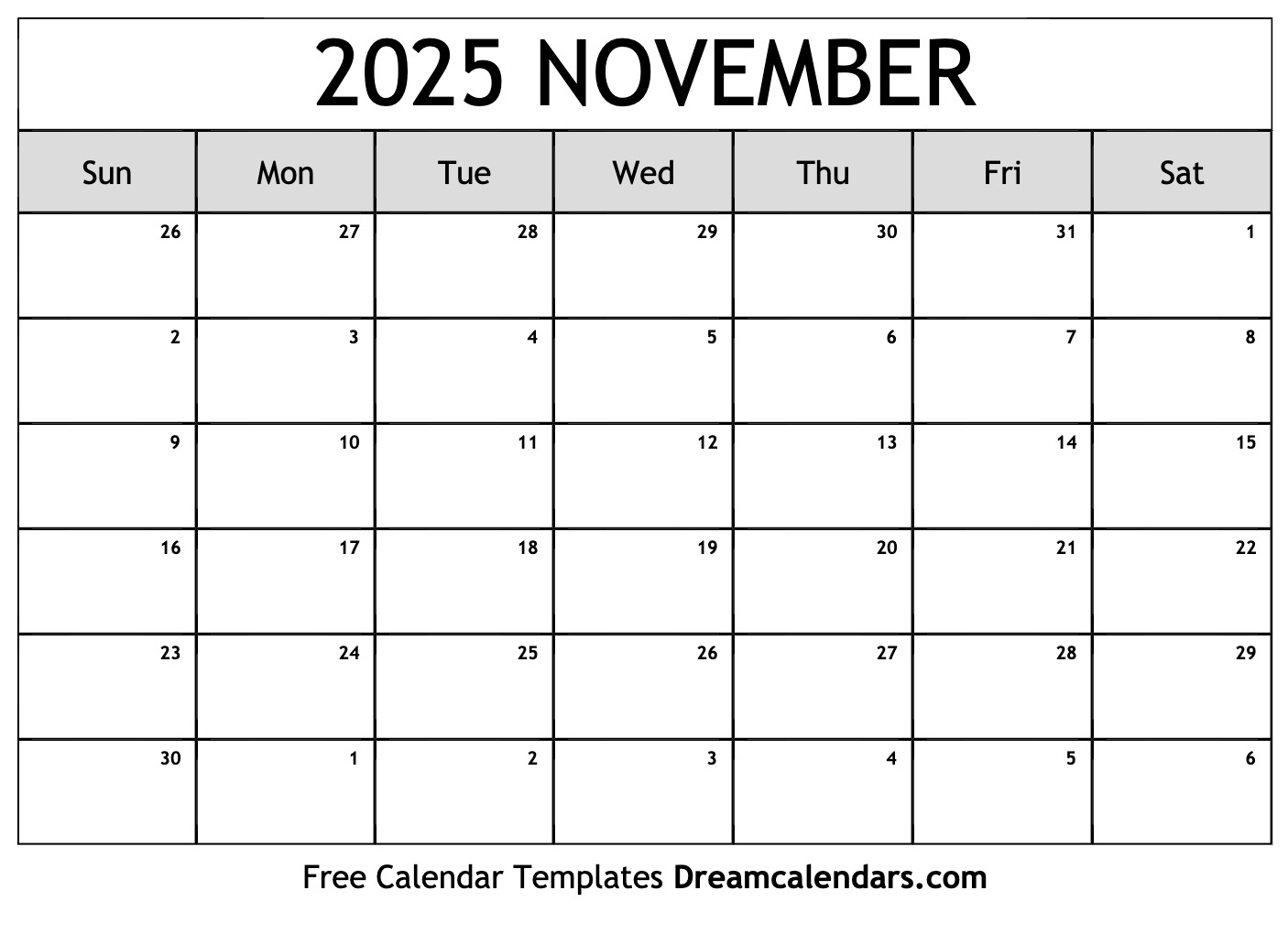 November 2025 Calendar | Free Blank Printable Templates