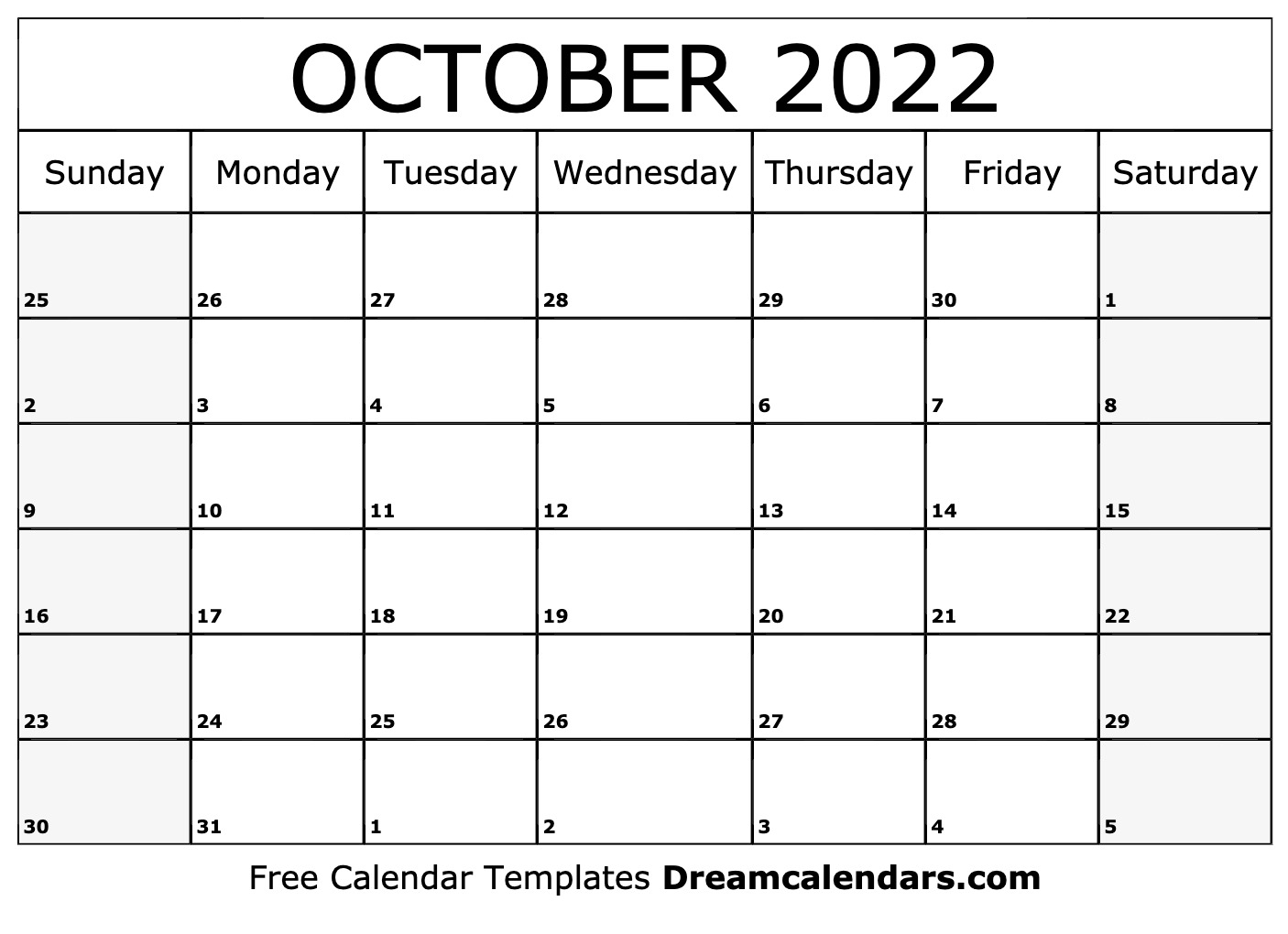 October 2022 Calendar | Free Blank Printable Templates