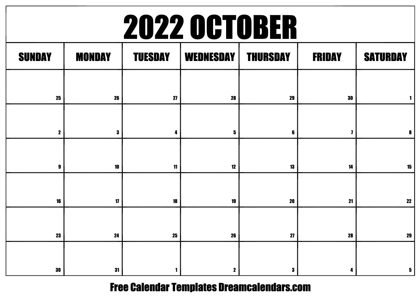 October 2022 Calendar | Free Blank Printable Templates