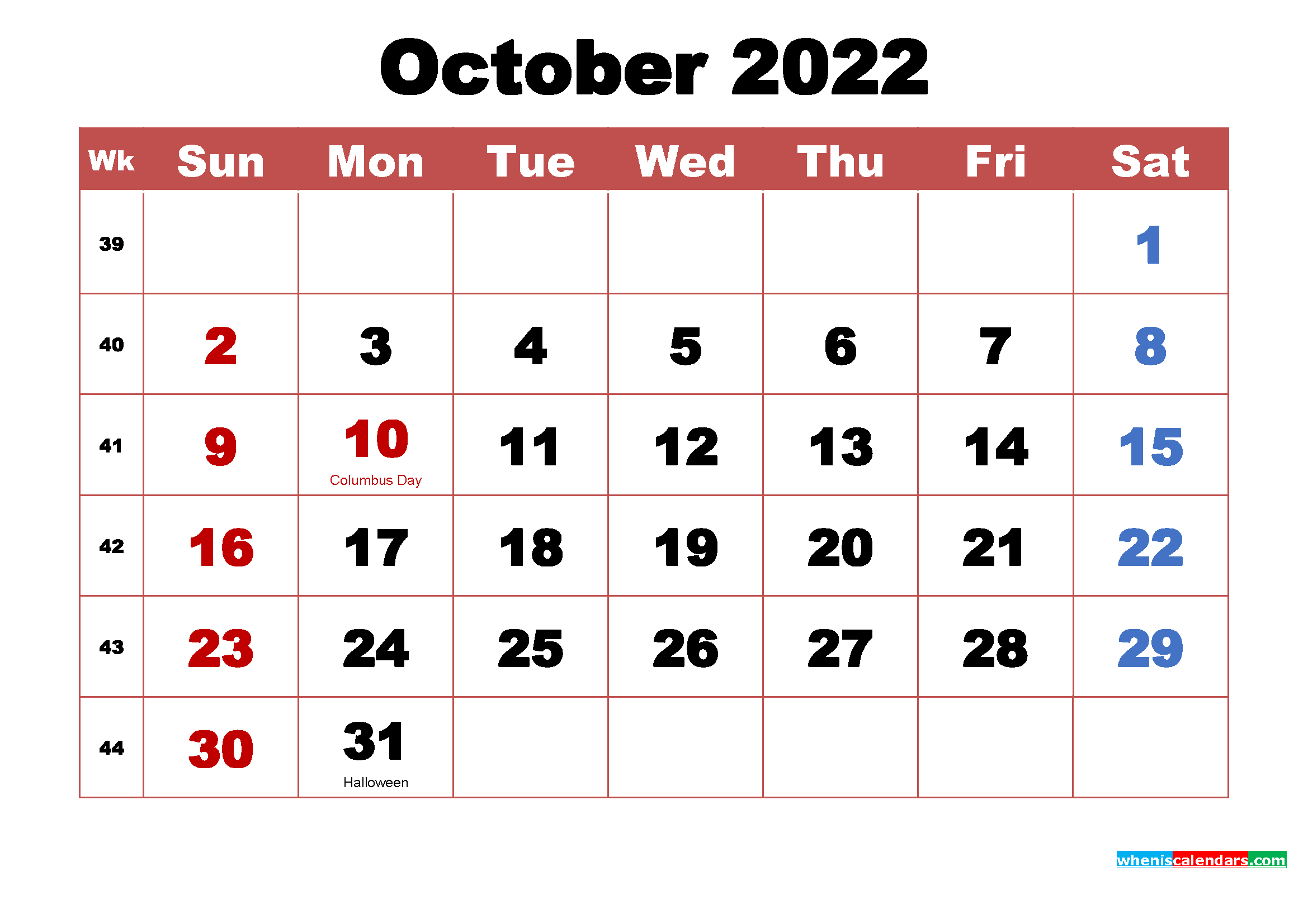 October 2022 Calendar Printable Pdf Quantitative Research