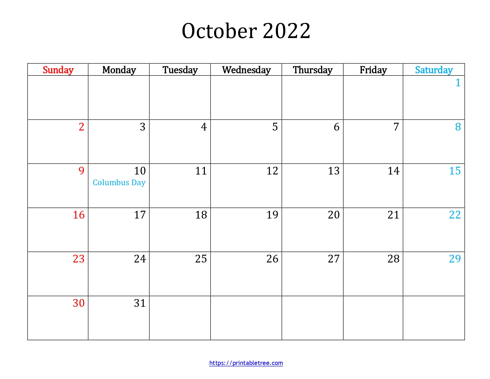 October 2022 Calendar Printable Us Maps