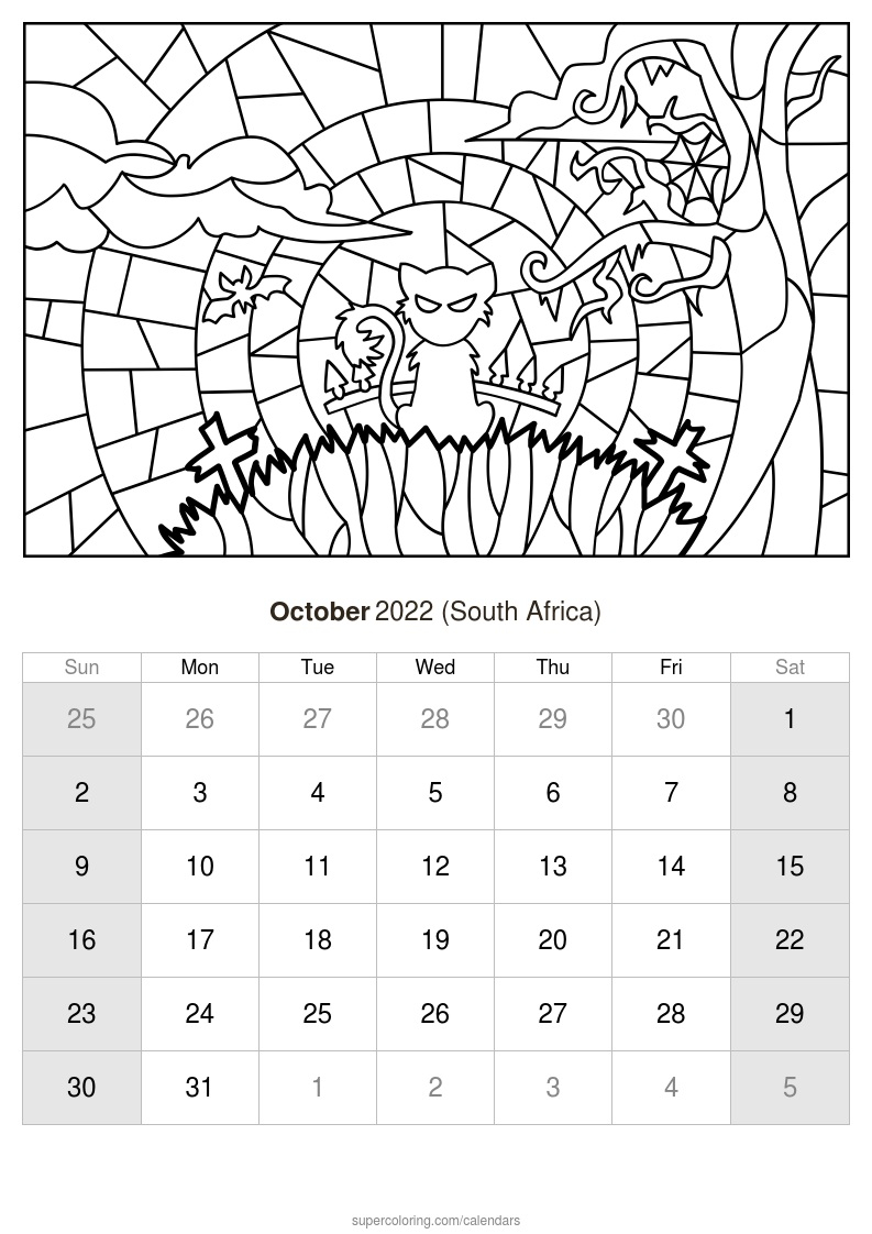 October 2022 Calendar - South Africa