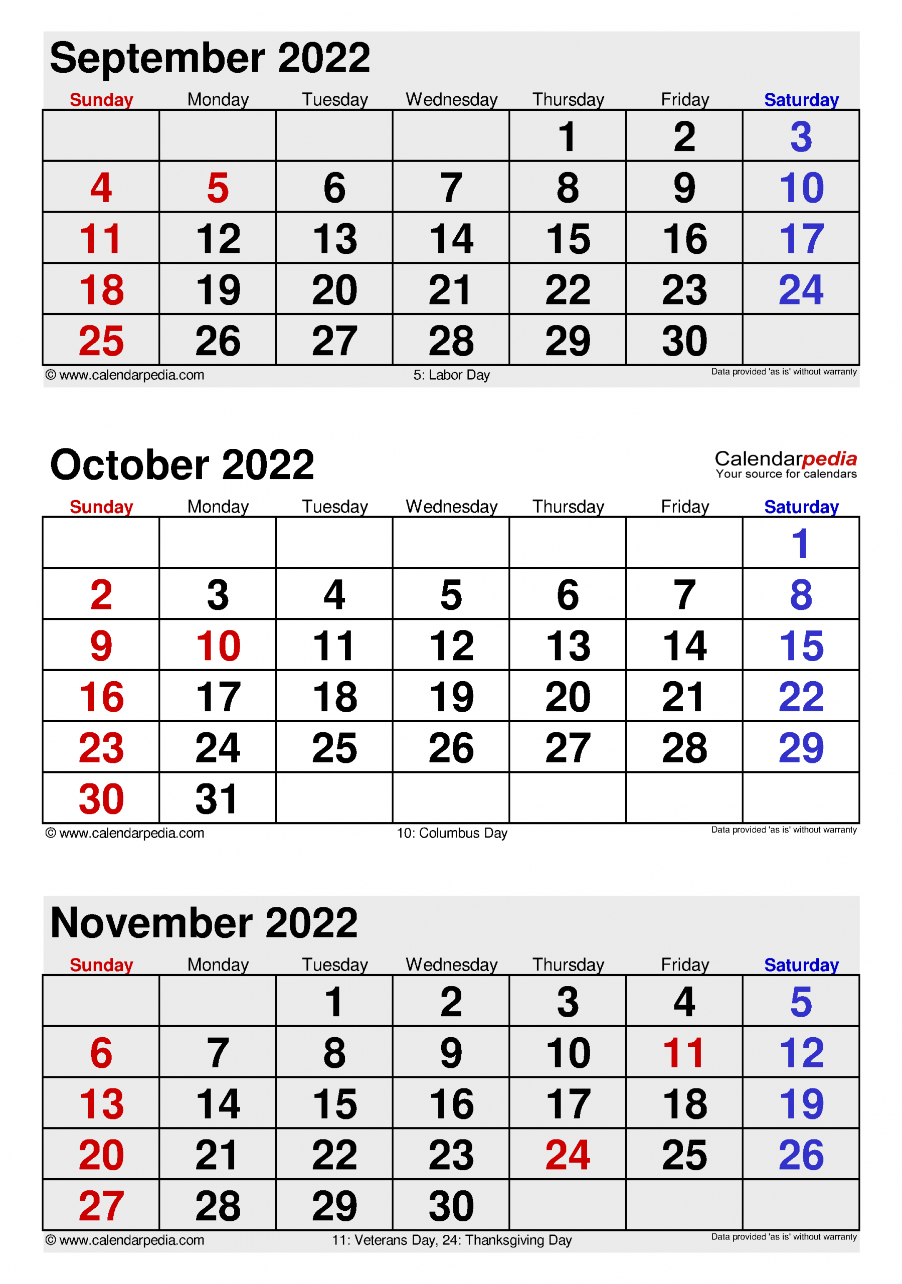 October 2022 Calendar | Templates For Word, Excel And Pdf