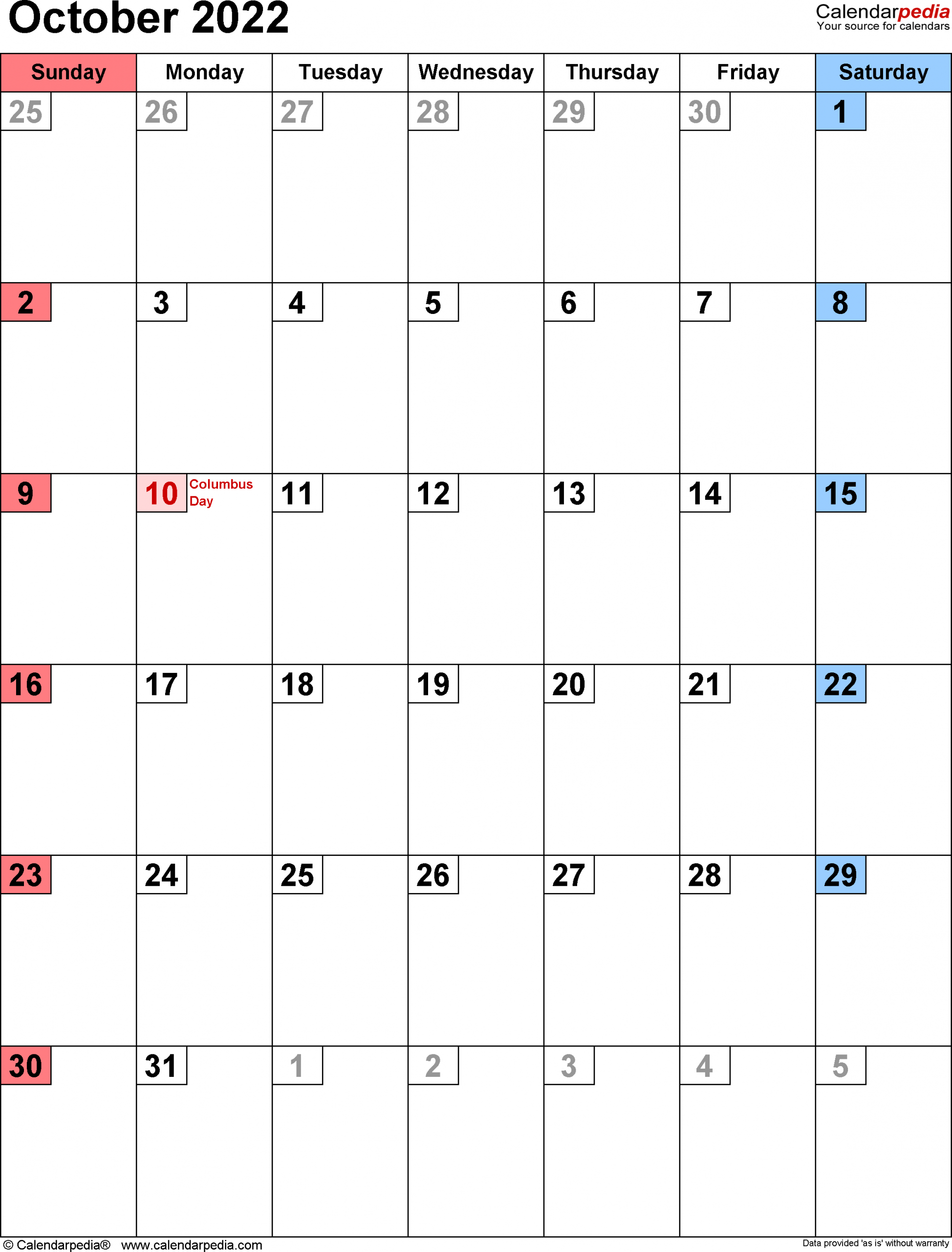 October 2022 Calendar Views