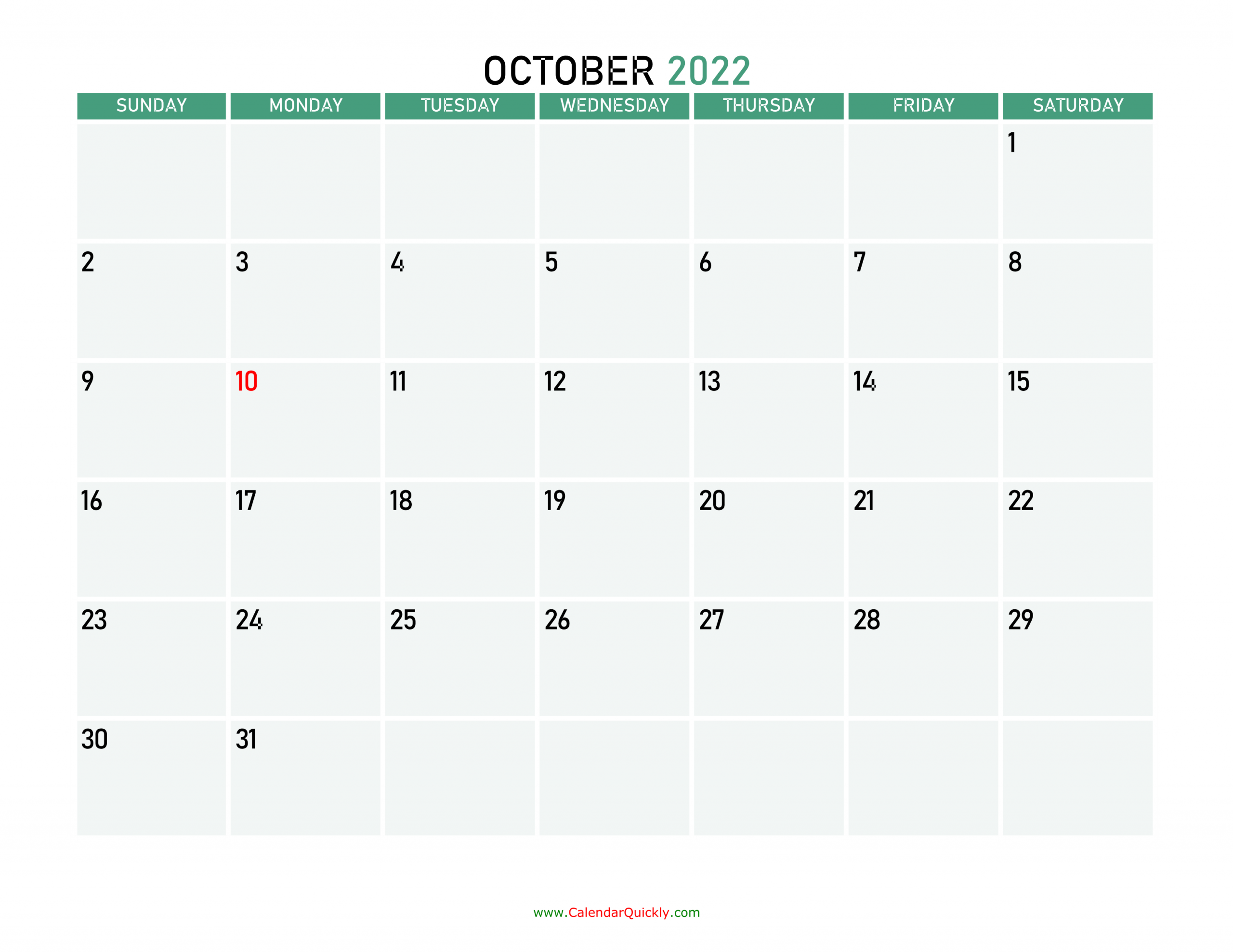October 2022 Calendars | Calendar Quickly