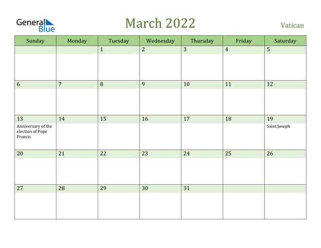 Papal Calendar June 2022 - Calendar Belgium