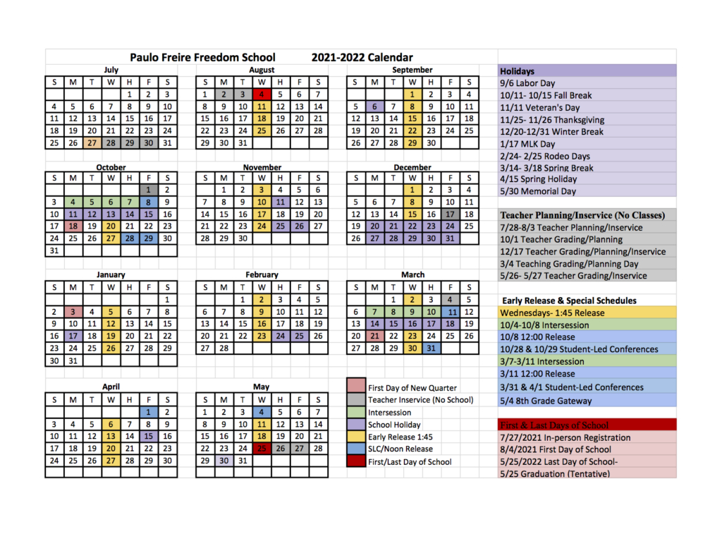 Pffs 2021-2022 Calendar