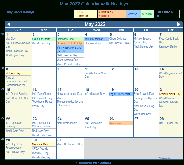 Print Friendly May 2022 Us Calendar For Printing