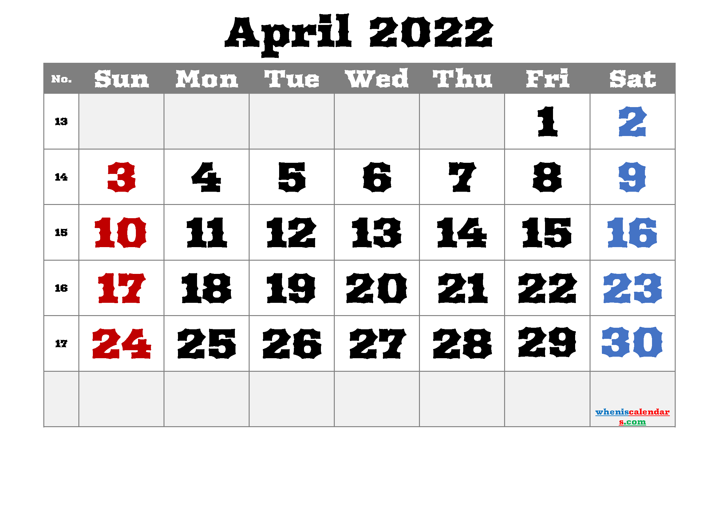 Printable April 2022 Calendar Free 12 Templates - Free