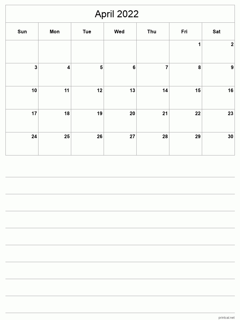 Printable April 2022 Calendar | Free Printable Calendars