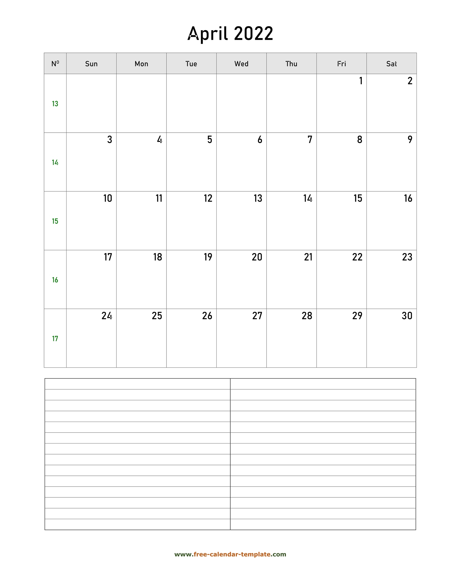 Printable April 2022 Calendar With Space For Appointments
