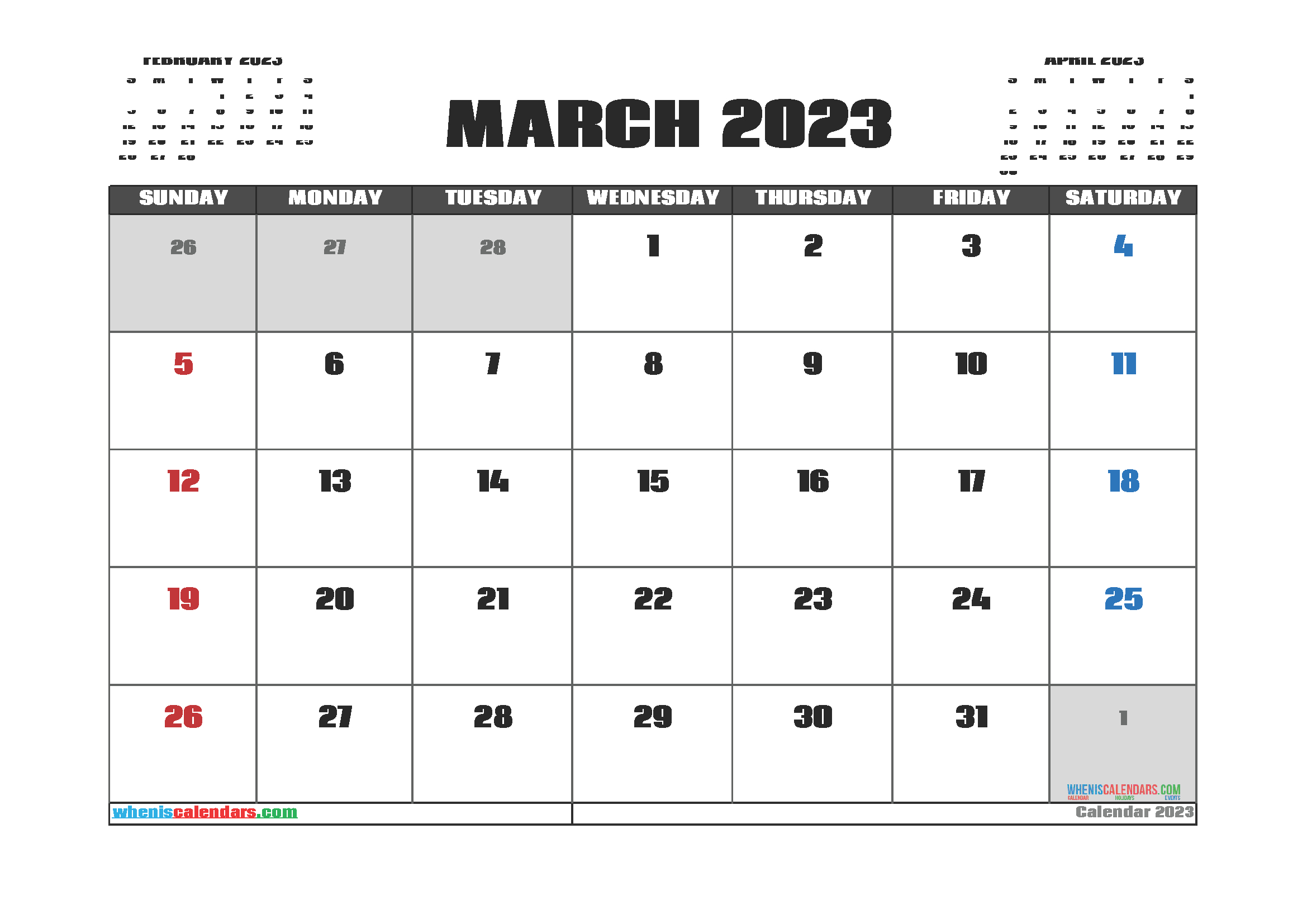 Printable April 2023 Calendar Free - 12 Templates