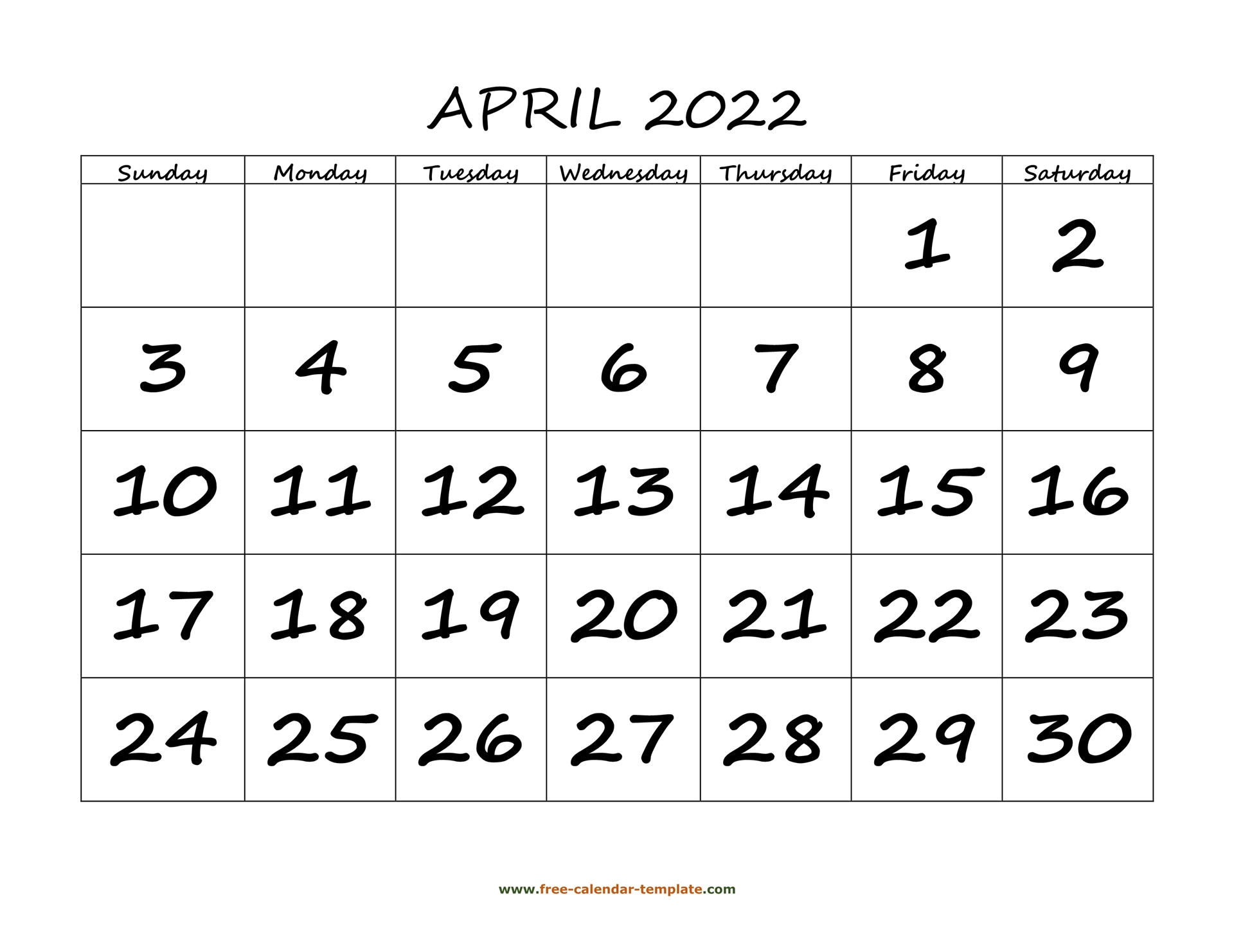 Printable Black April 2022 Calendar - Calendar 2022