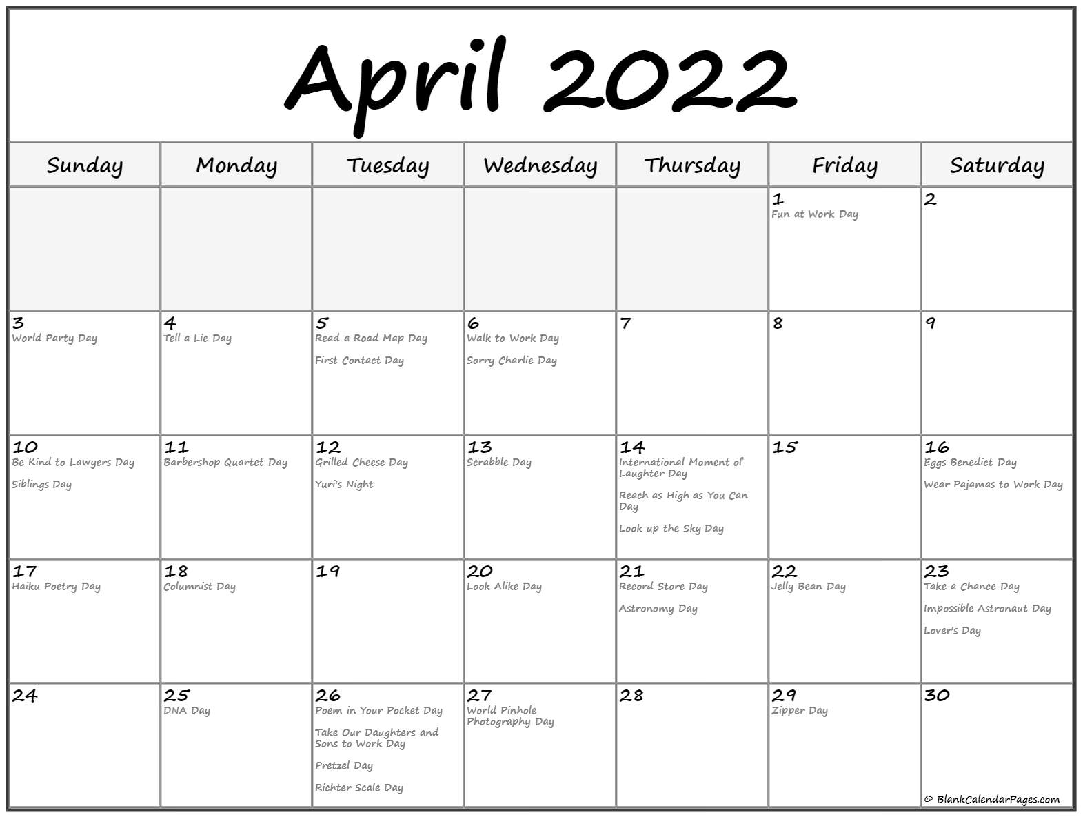 Printable Calendar April 2022 / April 2022 New Zealand