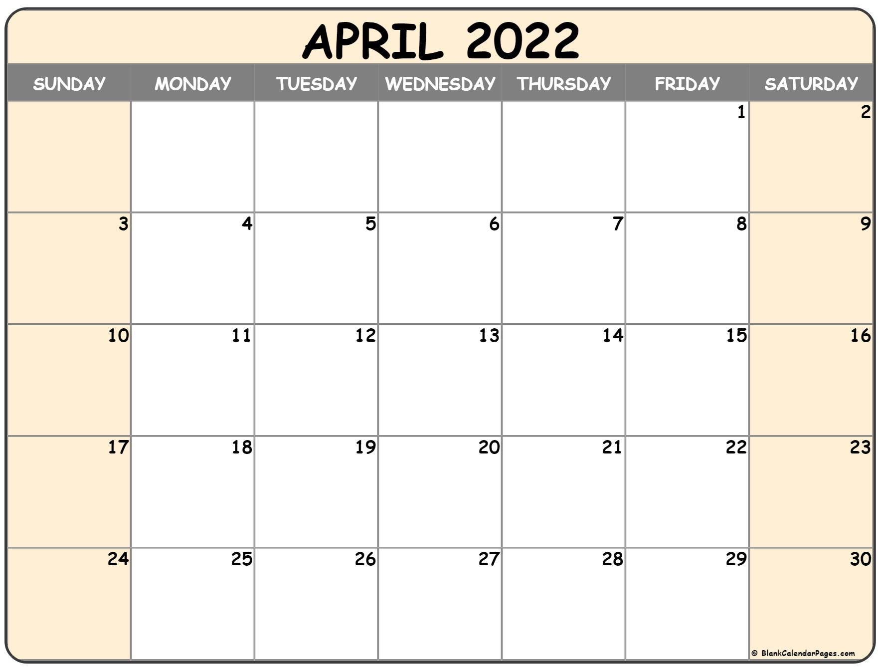 Printable Calendar April 2022 / April 2022 New Zealand