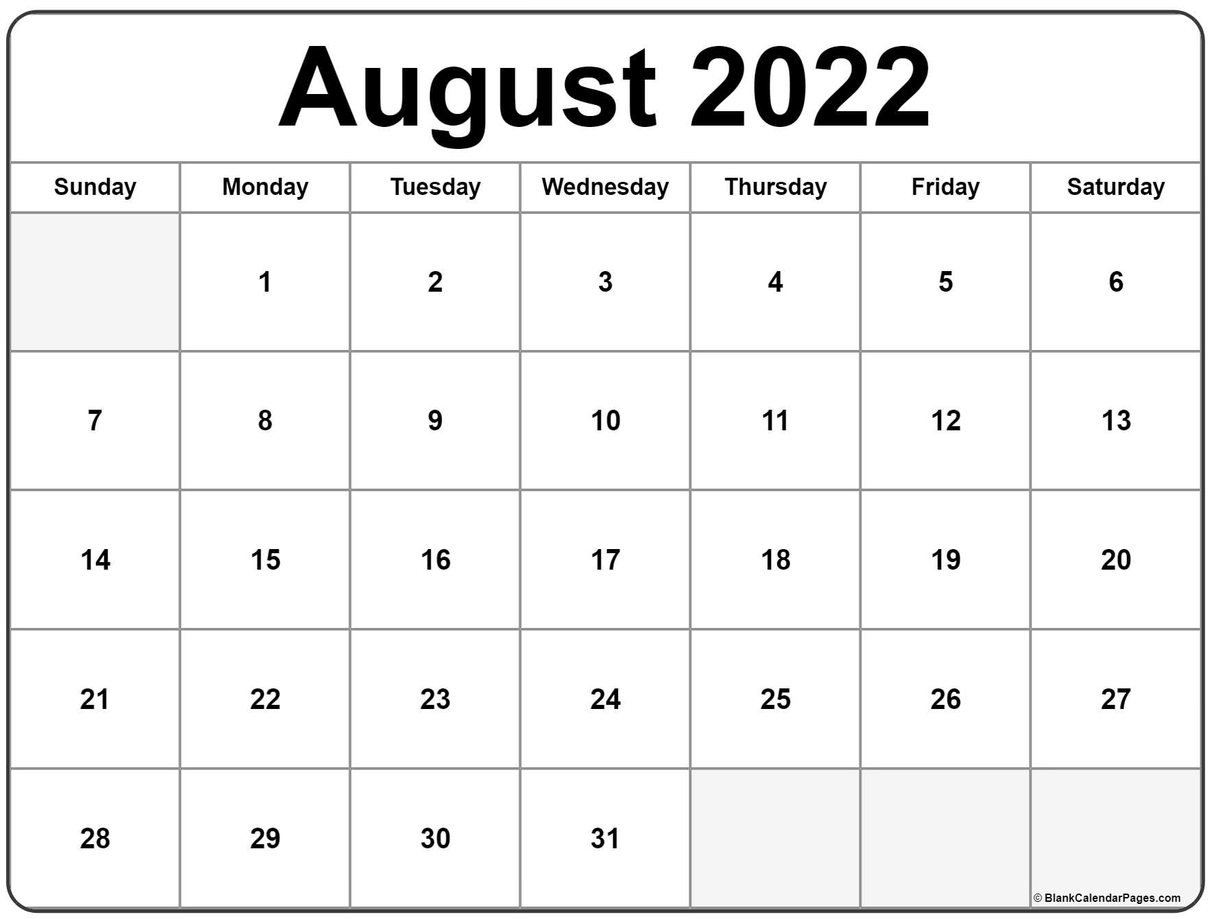 Printable Calendar August 2022 To August 2023 - Monthly