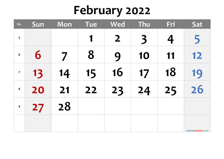 Printable Calendar February 2022 - 6 Templates | Calendar