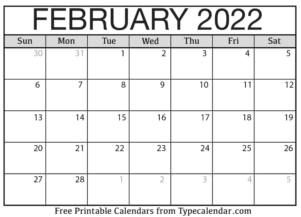 Printable Calendar February 2022 San Francisco