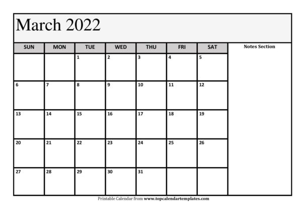 Printable Calendar March 2022 Templates - Pdf, Word, Excel