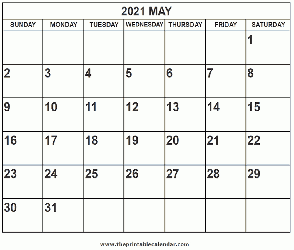 Printable Calendar May 2021 / Cute May 2021 Printable
