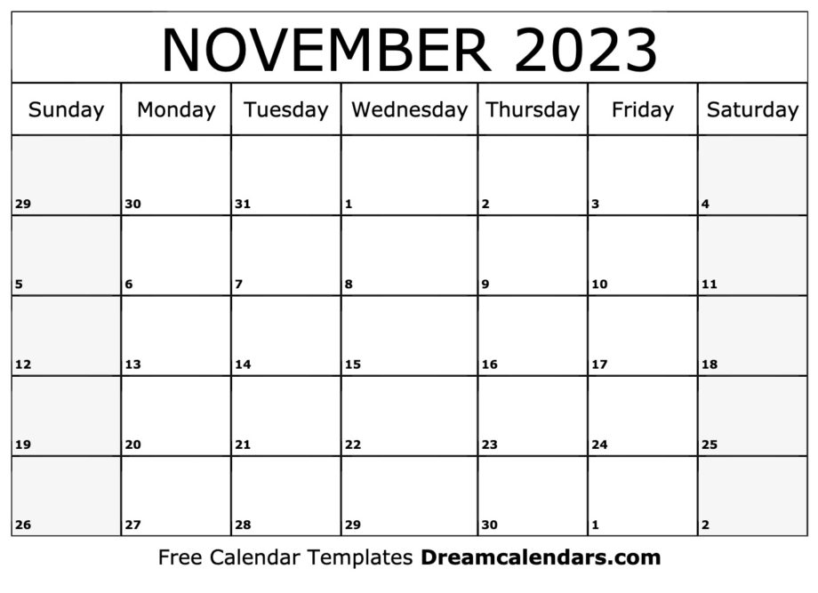Printable Calendar November 2022 To February 2023