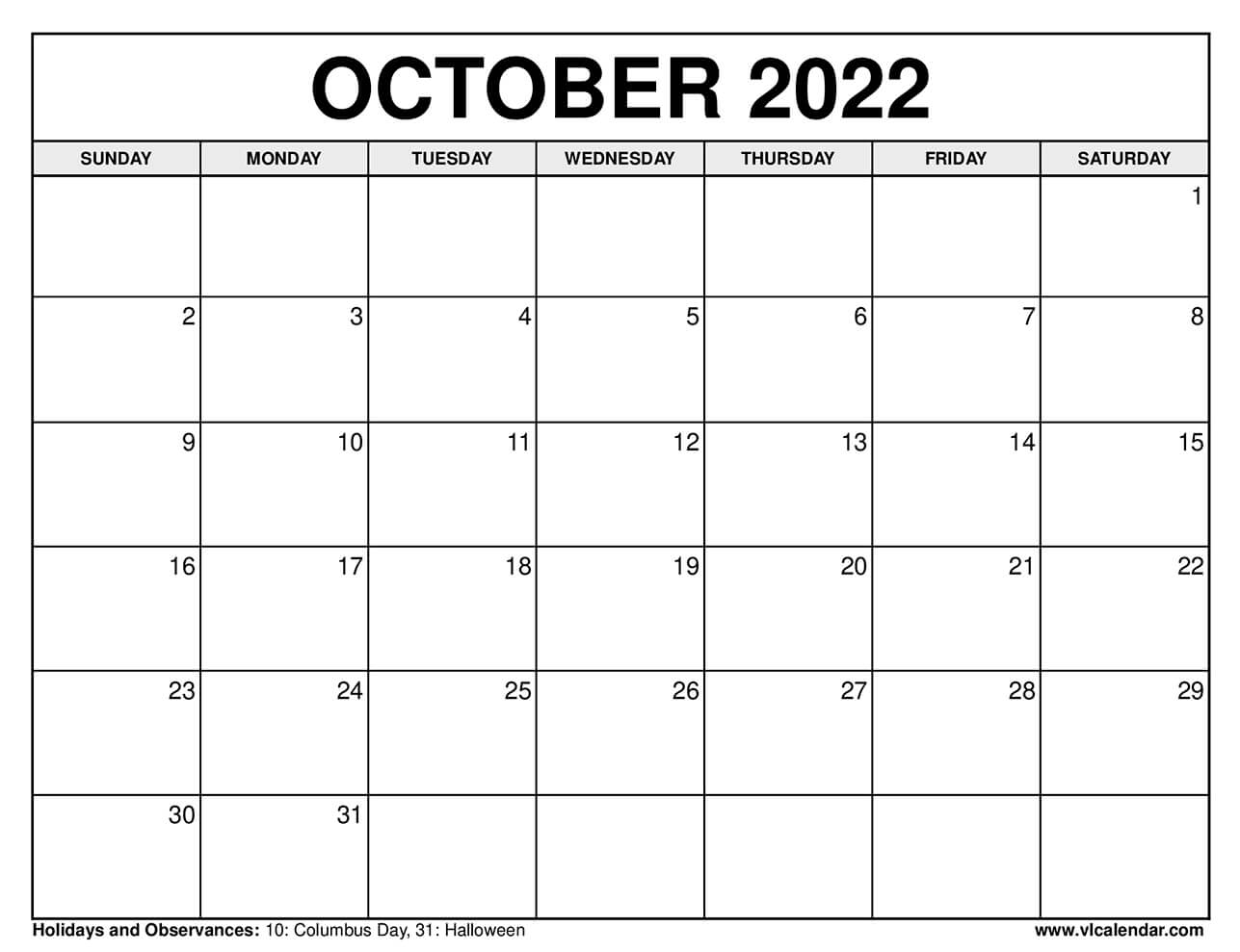 Printable Calendar Oct 2022 - September Calendar 2022