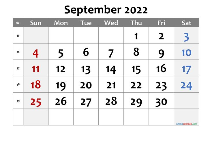 Printable Calendar September 2022 - 6 Templates | Calendar