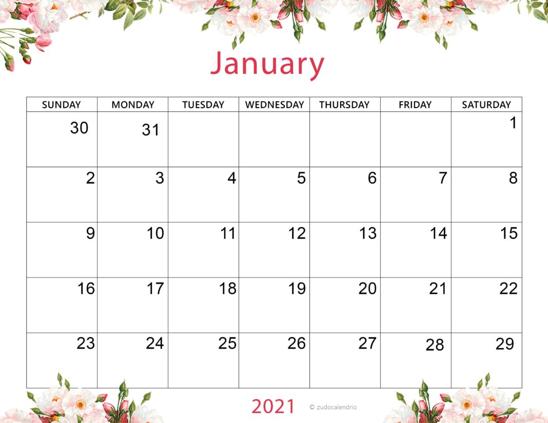 Printable Cute January 2022 Calendar - Printable Calendar